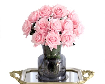 20 piezas de rosas de seda de tacto Real, rosas falsas, flores de boda, ramos de flores, flores artificiales rosas blancas