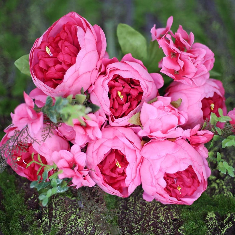 Silk Peony Flower Bouquet Artificial Peony Silk Flowers Etsy