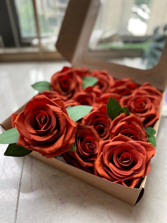 16pcs Burnt Orange Silk Rose Heads 9cm Rust Orange Roses Etsy