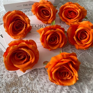 10-100pcs Orange Velvet Rose Head Only Artificial Flowers Roses Fall Season Flowers for Wedding Centerpieces Arrangements