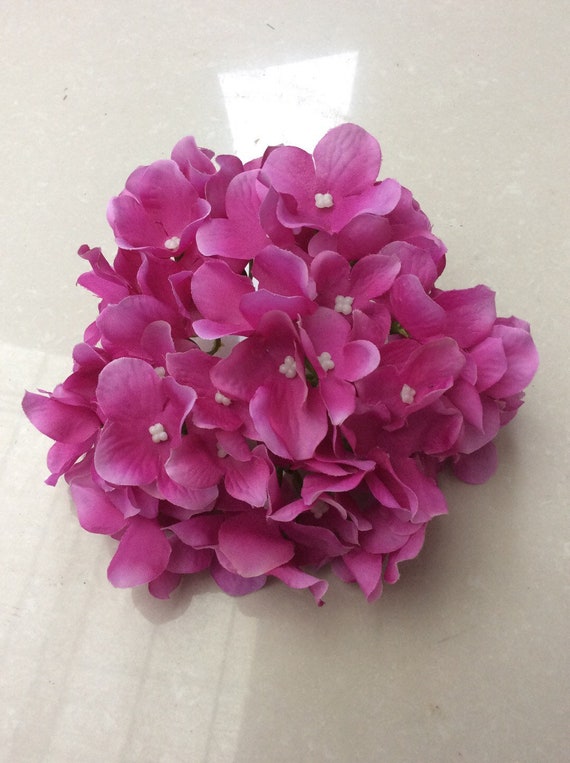 Seide Hortensie Blumenkopf 10Stk Große Fake Hortensien Künstliche Hortensie zur Hochzeitsfeier Centerpieces Dekoration mit Stielen-Hot Pink