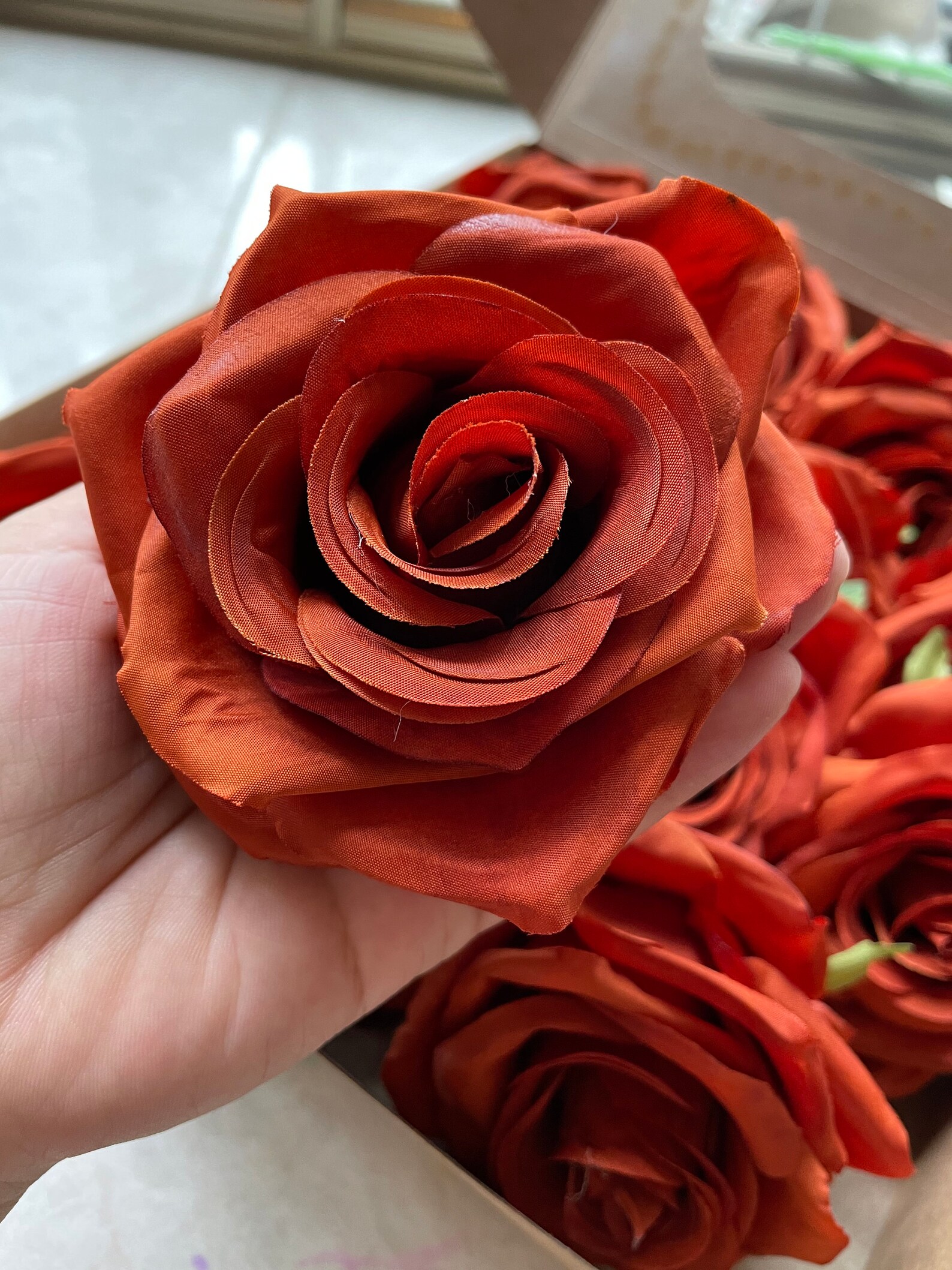 16pcs Burnt Orange Silk Rose Heads 9cm Rust Orange Roses Etsy