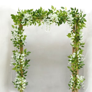 Wisteria Garland, Artificial Wisteria Vine Silk Hanging Flower for Garden Outdoor Ceremony Wedding Arch Floral Decor