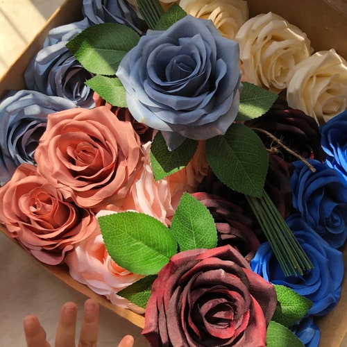 Wholesale Dusty Steel Blue Artificial Rose Heads 9cm High Etsy