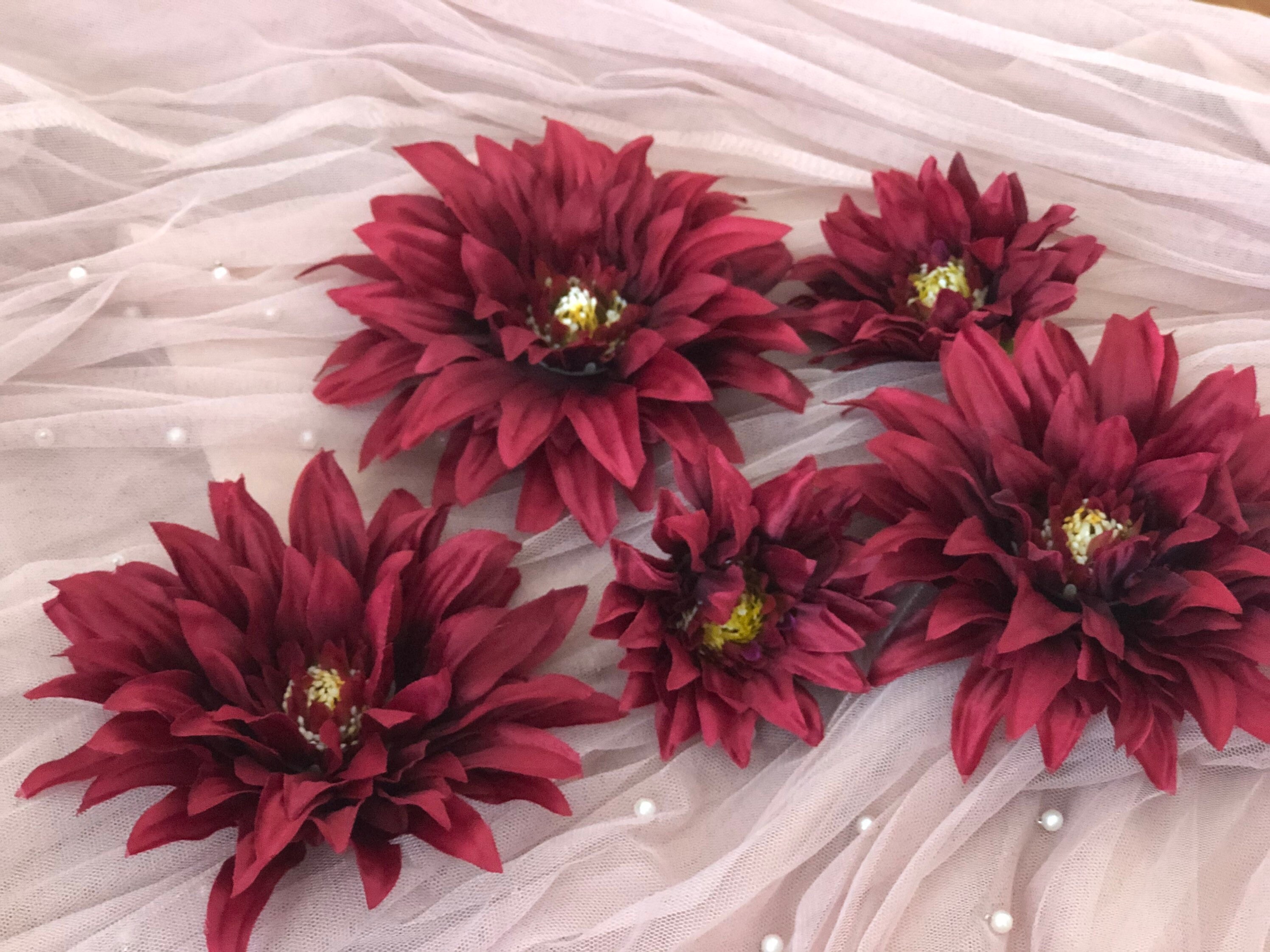 6.7 Burgundy Dahlia Silk Dahlia Big Size Artificial Etsy UK