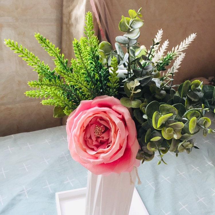 Pink Angle Roses 6pcs Artificial Big Head Angel Roses Pink Roses Pink Silk Roses for ...