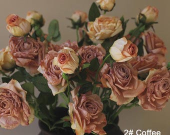 Artificial Silk European Rose Flower with Long Stem 3 Heads Flowers Home Garden Party Wedding Decoration DIY Wreath Approx 20'' High
