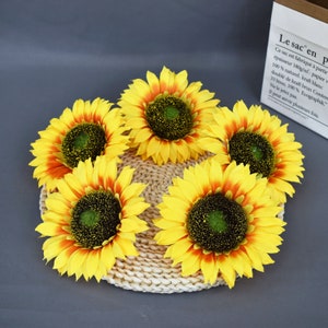 Artificial Sunflowers, Sunflowers Head with Stems, Fake Sunflowers, Faux Sunflowers, Sunflowers Head for Wedding Centerpieces Bouquets Decor