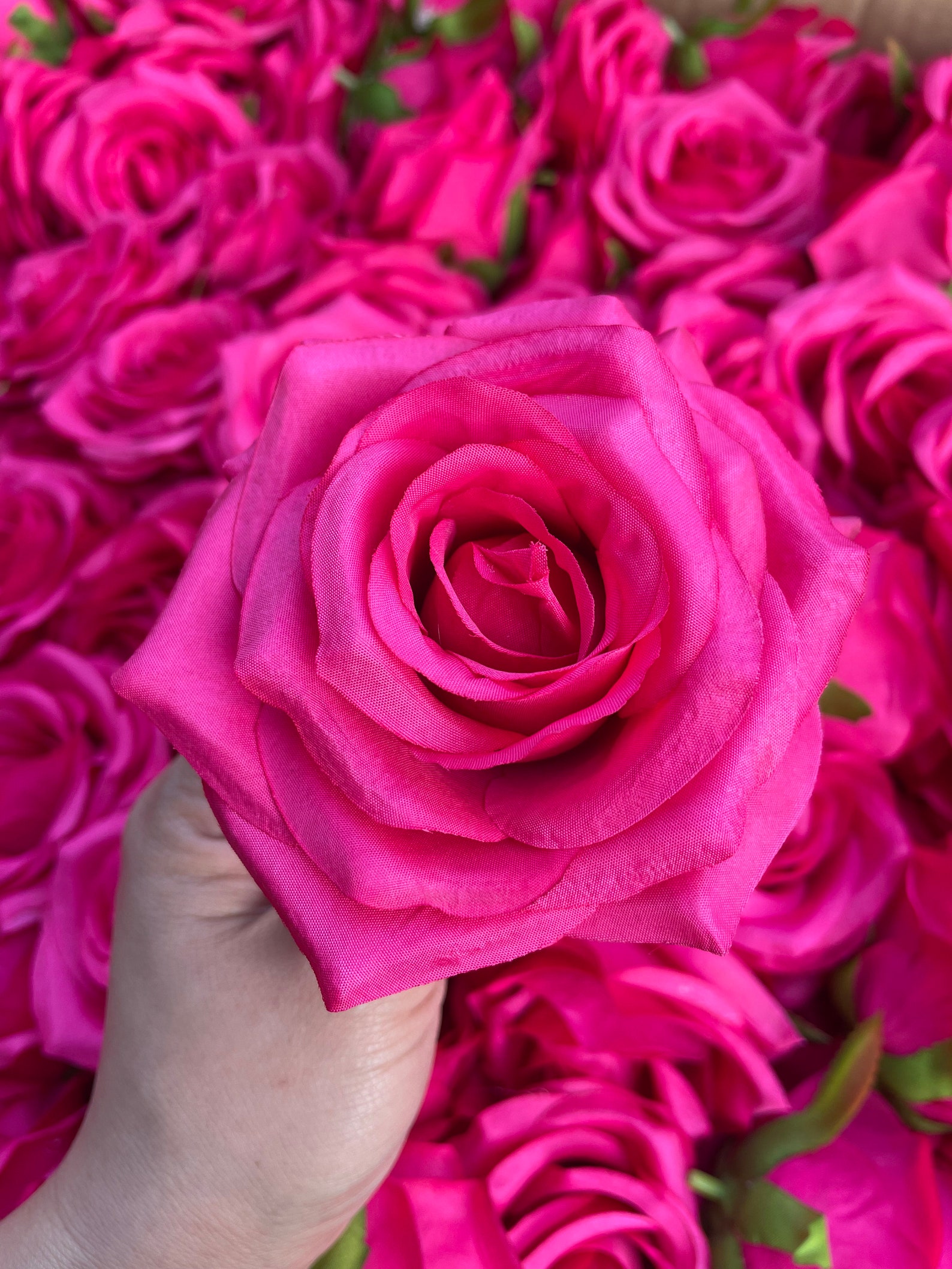 10-100pcs Hot Pink Artificial Rose Heads, 9cm High Quality Roses Head ...