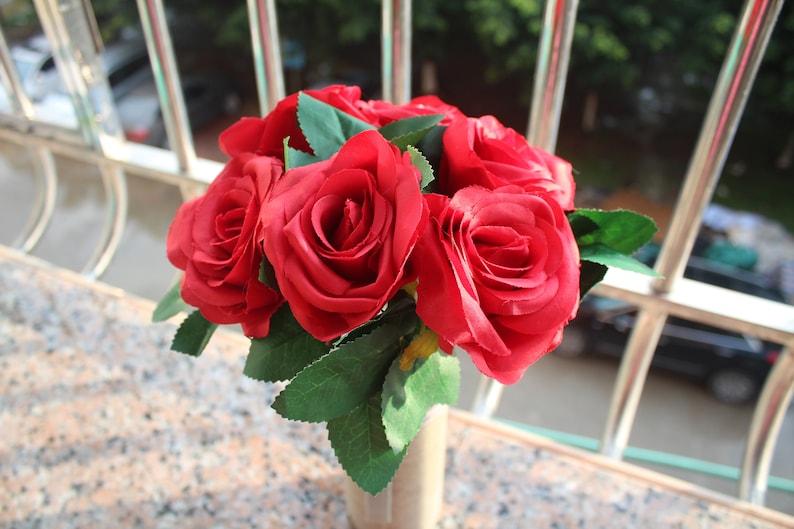 10-100pcs Red Rose Heads,Artificial Roses,Rose Head Set,Artificial Flowers,Roses,Silk Flowers,10cm4/'/' with stems and leaves