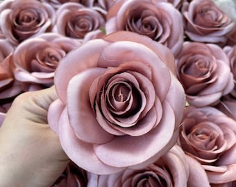 New Model Dusty Rose Silk Flowers Wholesale Mauve Roses Artificial Flowers High Quality Silk Roses for Wedding Bouquets Centerpieces