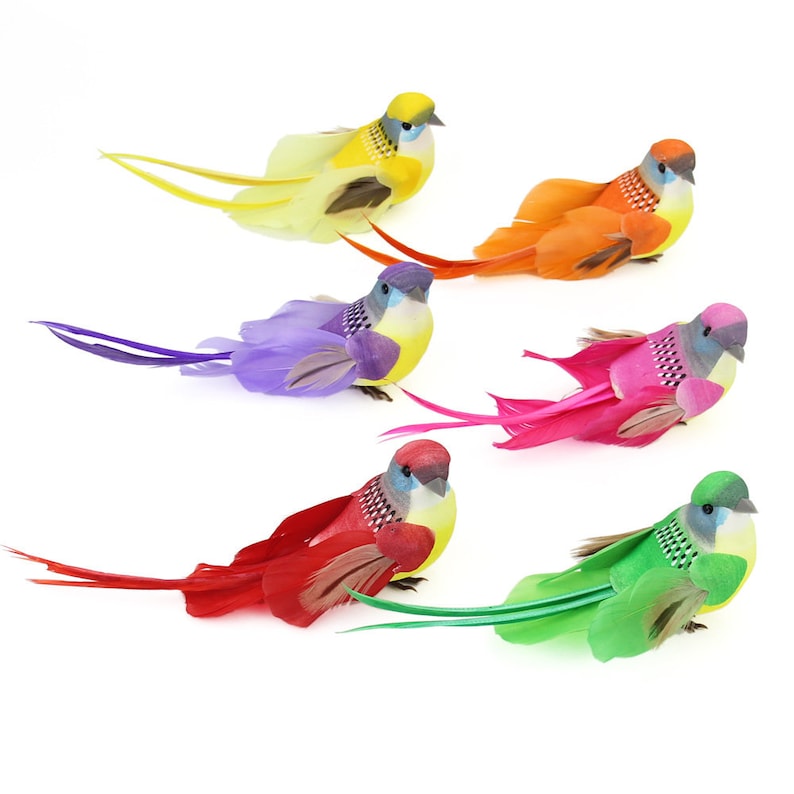 6pcs Artificial Birds Artificial Colorful Birds With Iron Etsy