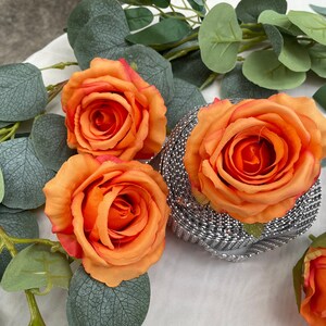 Fake Orange Roses Artificial Silk Roses Orange Flowers Fall Wedding Flowers Fake Silk ...