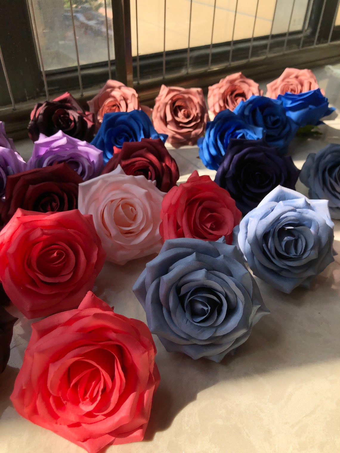 10100pcs Dusty Blue Artificial Rose Heads 9cm High Quality Etsy