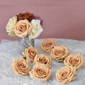 Artificial Champagne Rose Head Only Artificial Roses Flowers Fake Rose Artificial Flowers Silk Flowers 9cm/3.5&#39;&#39; 10-100pcs