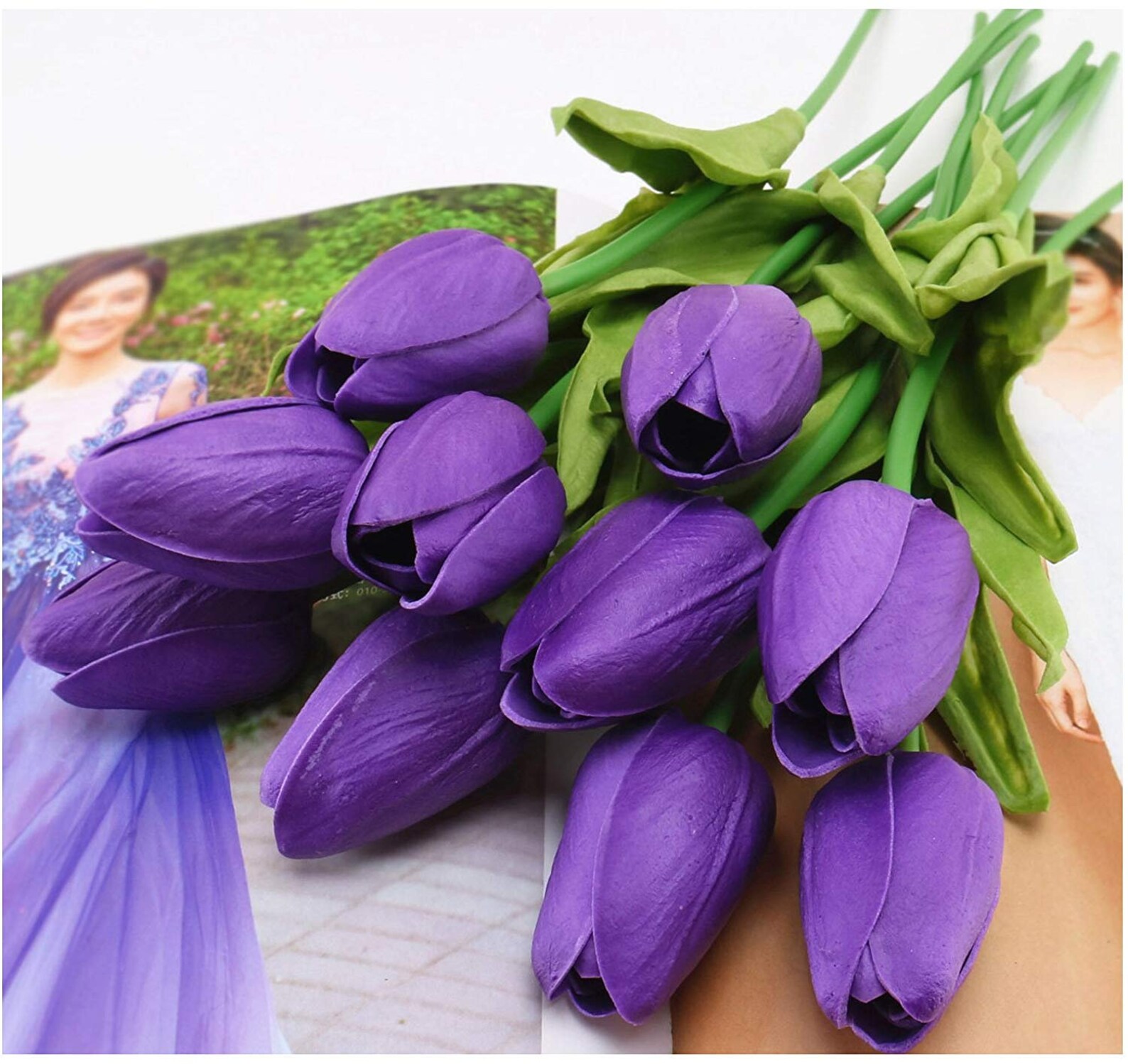 20pcs Dark Purple Real Touch Tulip Artificial PU Tulips Purple Etsy