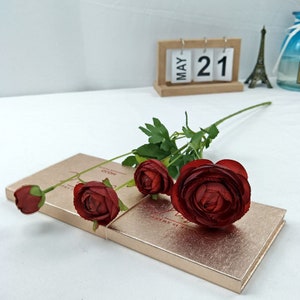 3 PCS 4 Head Artificial Camellia Stems Flowers for Bouquets Filler Wedding Decor Centerpieces Wedding Artificial Flowers CXRW-RTF23