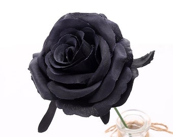Black Rose 9cm High Quality Roses Head Only Black Flowers for Wedding Decoration Bouquets Centerpieces Flowers 10-100pcs