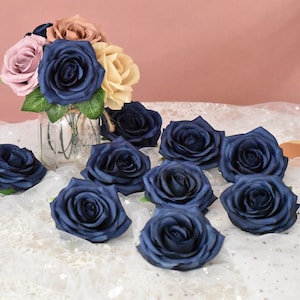 Navy Blue Rose 9cm Rosas de alta calidad Cabeza Sólo Flores azul marino para decoración de la boda Ramos Centros de mesa Flores 10-100pcs