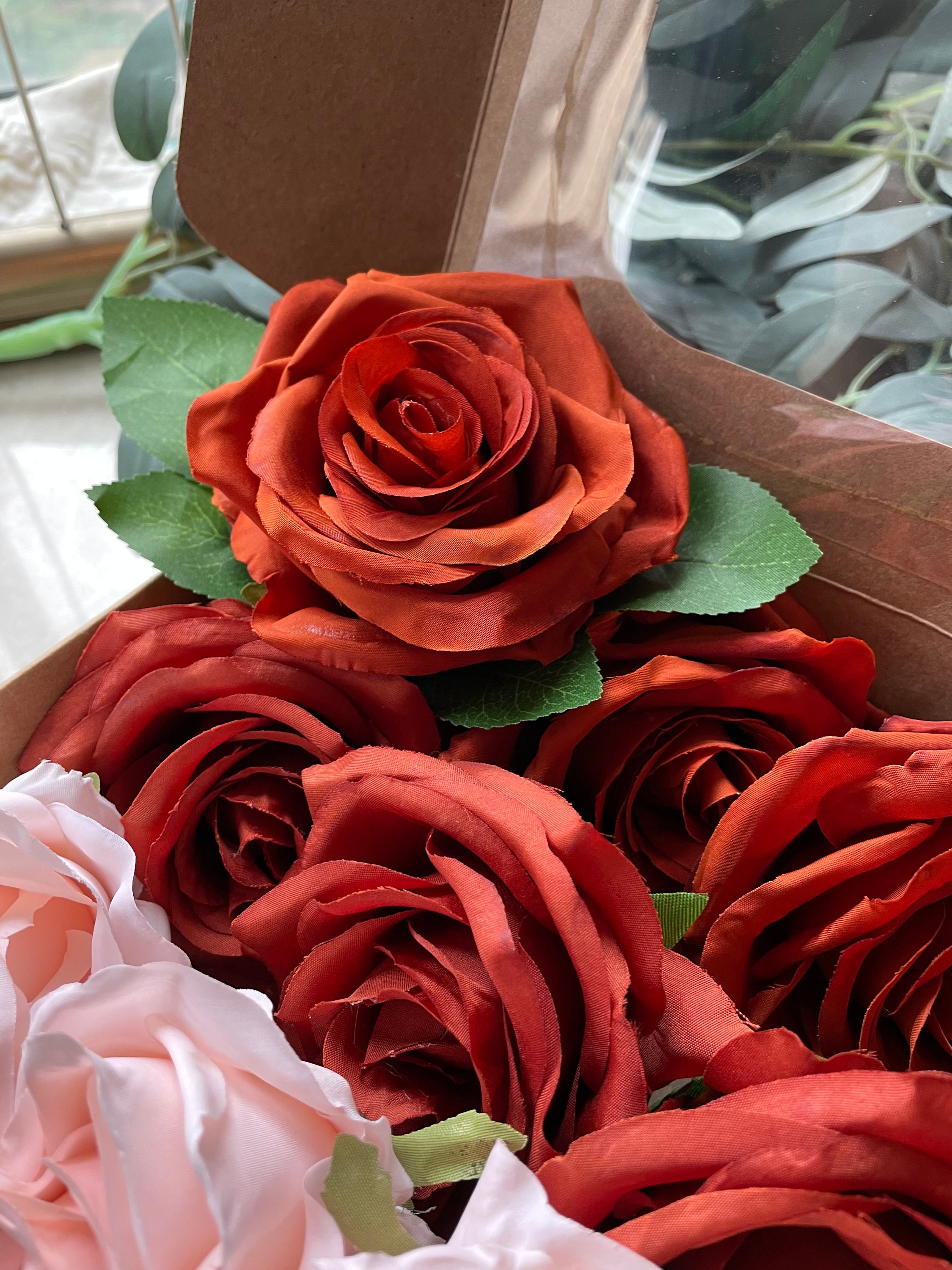 8pcs Burnt Orange Silk Rose Heads 4pcs Blush Rose 4pcs Dusty Etsy