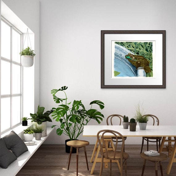 Whimsical Wall Art Animal Art Modern Wall Art Wildlife Painting Frog Print Fairytale Scene Watercolor Painting Realistic Nature Art