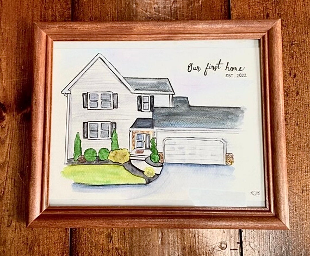 Custom Handpainted Watercolor House Portrait Housewarming Gift First