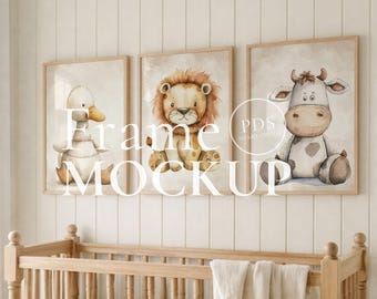 Mockup kinderkamerset van 3 3 x 4 poster mockup babykamer muurkunst PSD
