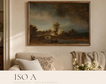 Horizontal Frame Mockup A3 A4 PSD | Art Print Above Sofa | Vintage Living Room