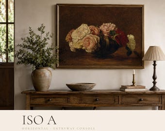 Entryway Frame Mockup A3 A4 PSD | Horizontal Wall Art Above Console | Vintage Hallway