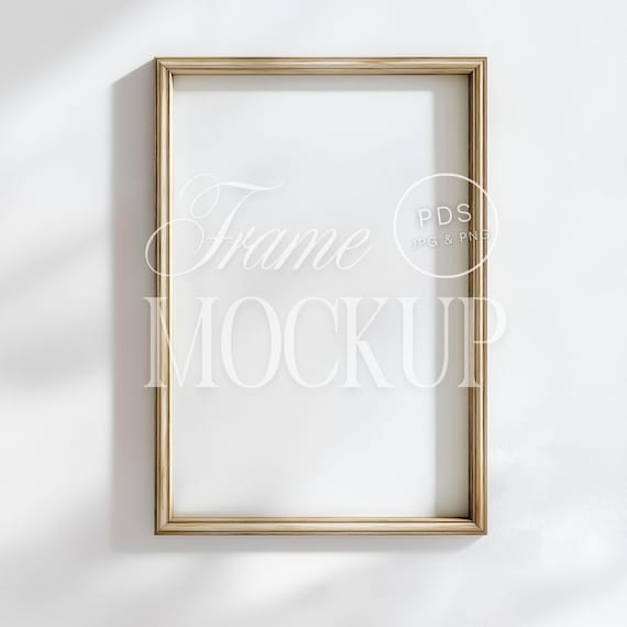 Simple Frame Mockup 2x3 Ratio Light Wood Frame on White Wall Minimal Neutral Wall Art Mockup Clean Vertical Poster Digital Download PSD
