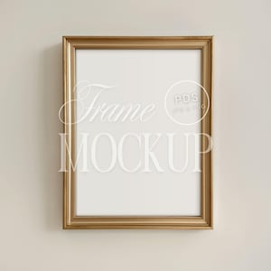 Gouden lijstmodel eenvoudige antieke vintage stijl witte muur 3 x 4 verhouding ISO A fotolijst kunstweergave PSD-sjabloon hoge resolutie
