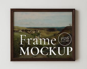 Dark Wood Frame Mockup | 5x4 Wall Art Display (PSD)