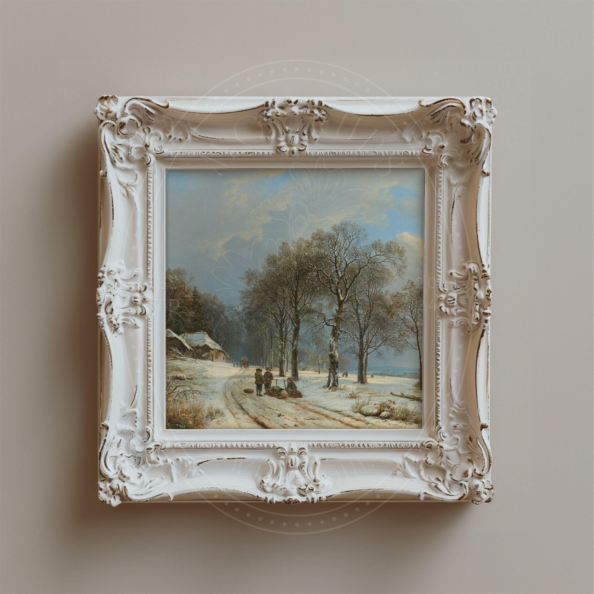 Vintage White Ornate Frame Mockup Square Ratio Antique Shabby Chic Wall ...