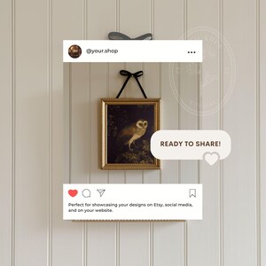 Coquette Frame Mockup Bundle 6 Hanging Ribbon Bow Frames 1x1 & 4x5 Art Print Wall Art Mockups Vintage Elegant Shabby Chic Digital Download image 3