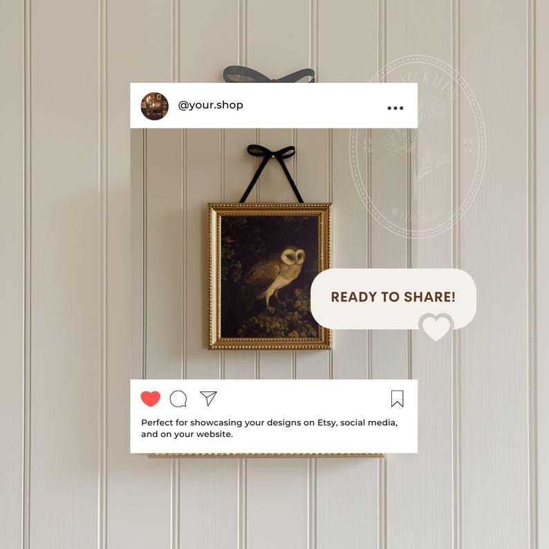 Coquette Frame Mockup Bundle 6 Hanging Ribbon Bow Frames 1x1 & 4x5 Art Print Wall Art Mockups Vintage Elegant Shabby Chic Digital Download image 3