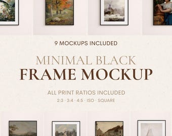 Minimal Black Frame Mockup – All Ratios Included (2:3, 3∶4, 4∶5, ISO, Square)