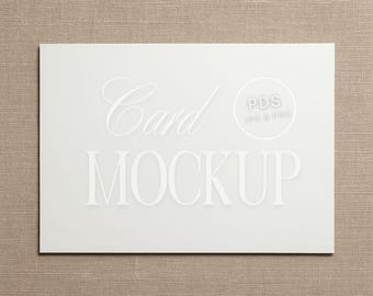 A5 Karte Mockup auf Beige Stoff Horizontale PSD Hochzeitseinladung Grußkarte druckbare Kunst Fotografie Display Mockup Digital Download