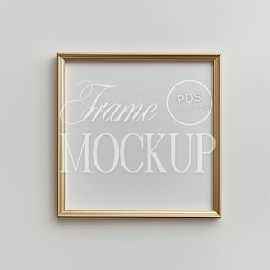 May include: A gold picture frame mockup on a white background. The frame is empty and ready for your design.