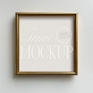 May include: Gold picture frame mockup with the text "Frame Mockup" and "PDS JPG & PNG" in white text.