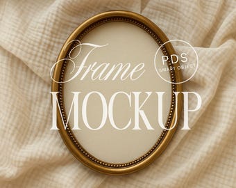 Gold Oval Frame Mockup – Vintage Oval Picture Frame PSD (3x4)