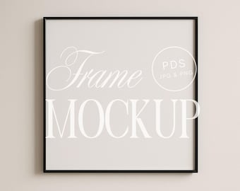 Square Frame Mockup - Minimalist Black Frame (PSD with Smart Object)