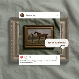 Antique Frame Mockup 3x2 Horizontal on Green Fabric | Dark Academia Vintage Artwork Picture Frame Mockup for Art Prints Digital PSD JPG PNG image 3
