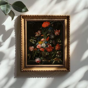 Gold Beaded Frame Mockup 4x5 Ratio Ornate Wall Art Mockup Vintage Digital Download Elegant Sunlit Shadows Classic Artwork Display PSD File image 4