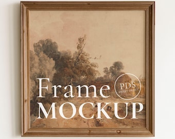 Square Rustic Frame Mockup – Wood Frame PSD