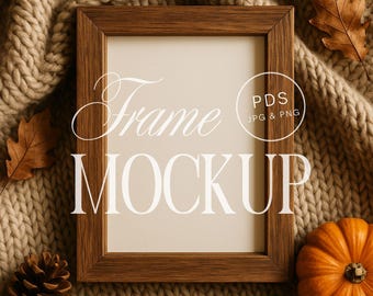 Fall Frame Mockup – ISO A Wood Frame Cozy Scene (PSD with Smart Object)