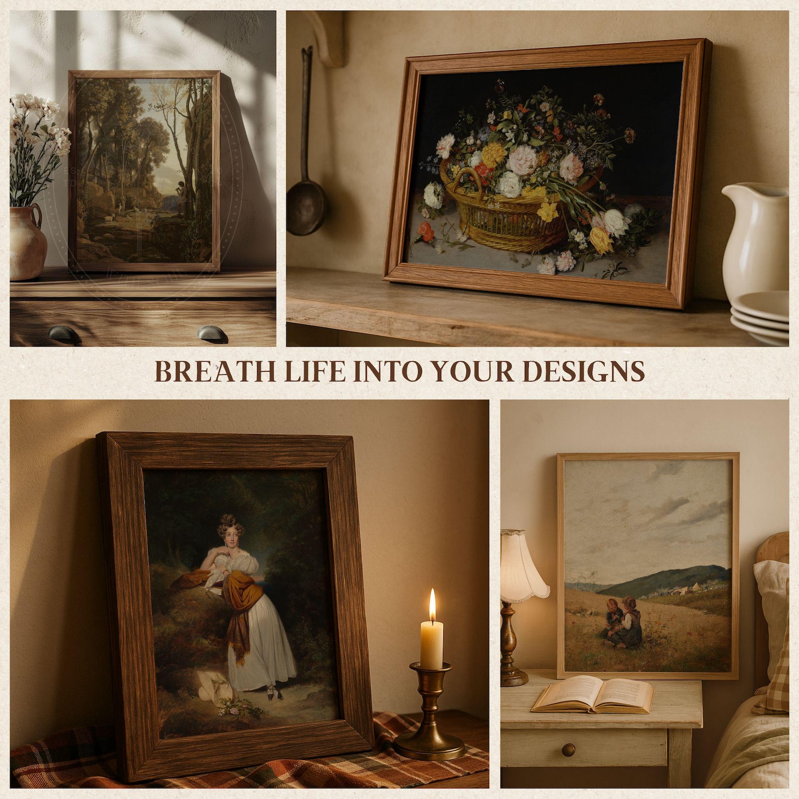 Rustic Frame Mockup Bundle – 10 Vintage Styled Interior Scenes for Wall ...