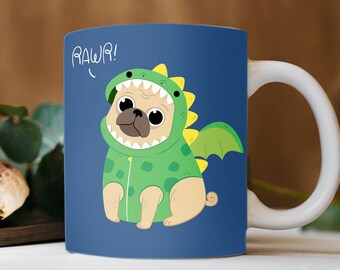 Mug With Pug In Dragon Costume Design
