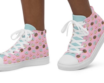 Dames Hoge Top Canvas Schoenen met Kleurrijke Donut Design