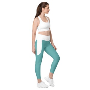 Teal Leggings with White Pockets