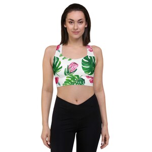 Fiori tropicali e foglie Palangolo Sportivo Sportivo / Compressione, No see-see-through, Imbottitura rimovibile, Doppio strato frontale